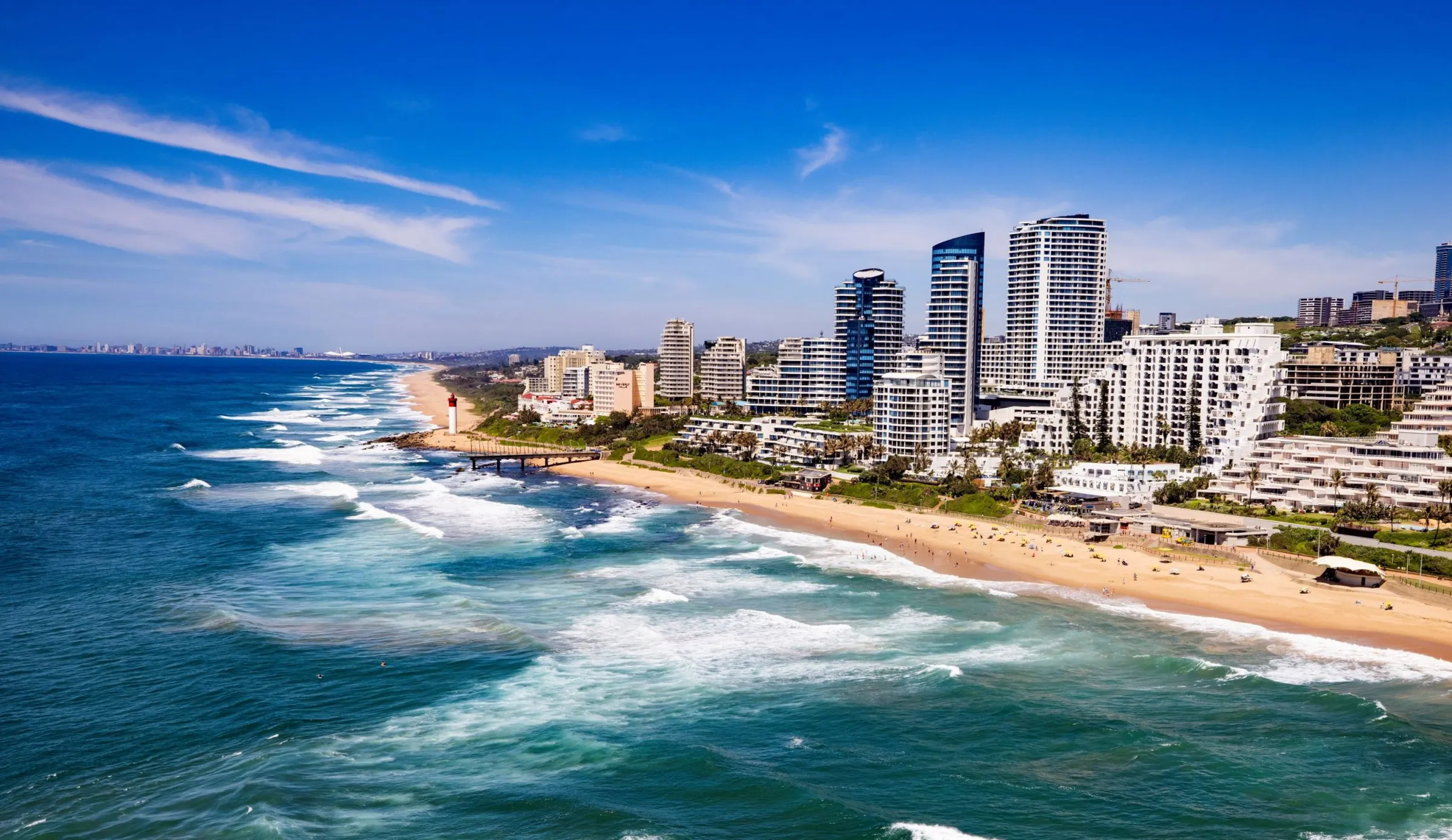 Durban's beachfront and skyline